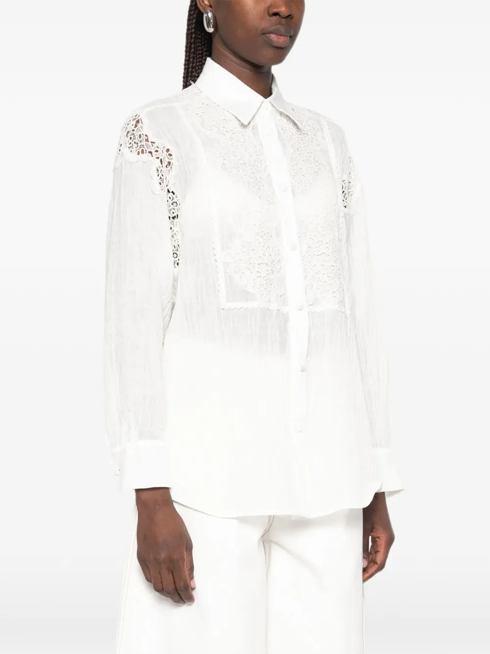 Ermanno Scervino blouse met detail van kant Wit