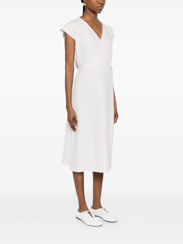 Calvin Klein V-neck Midi Dress - Neutrals Calvin Klein V-neck Midi Dress - Neutrals
