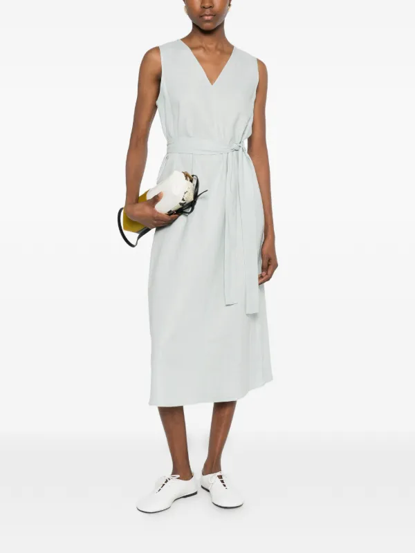 calvin klein v neck midi dress Calvin Klein V-neck Belted Midi Dress | Green