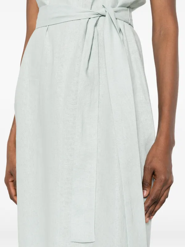calvin klein belted midi dress Women's V-Neck Sleeveless Belted Midi Dress Size Med