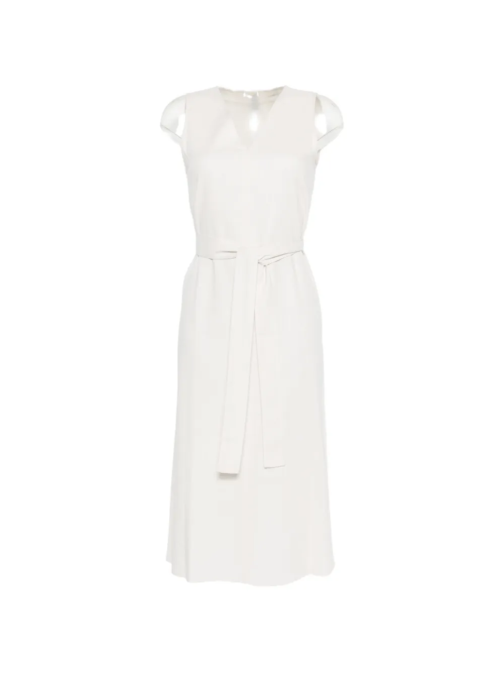 Calvin Klein V-neck Belted Midi Dress In White