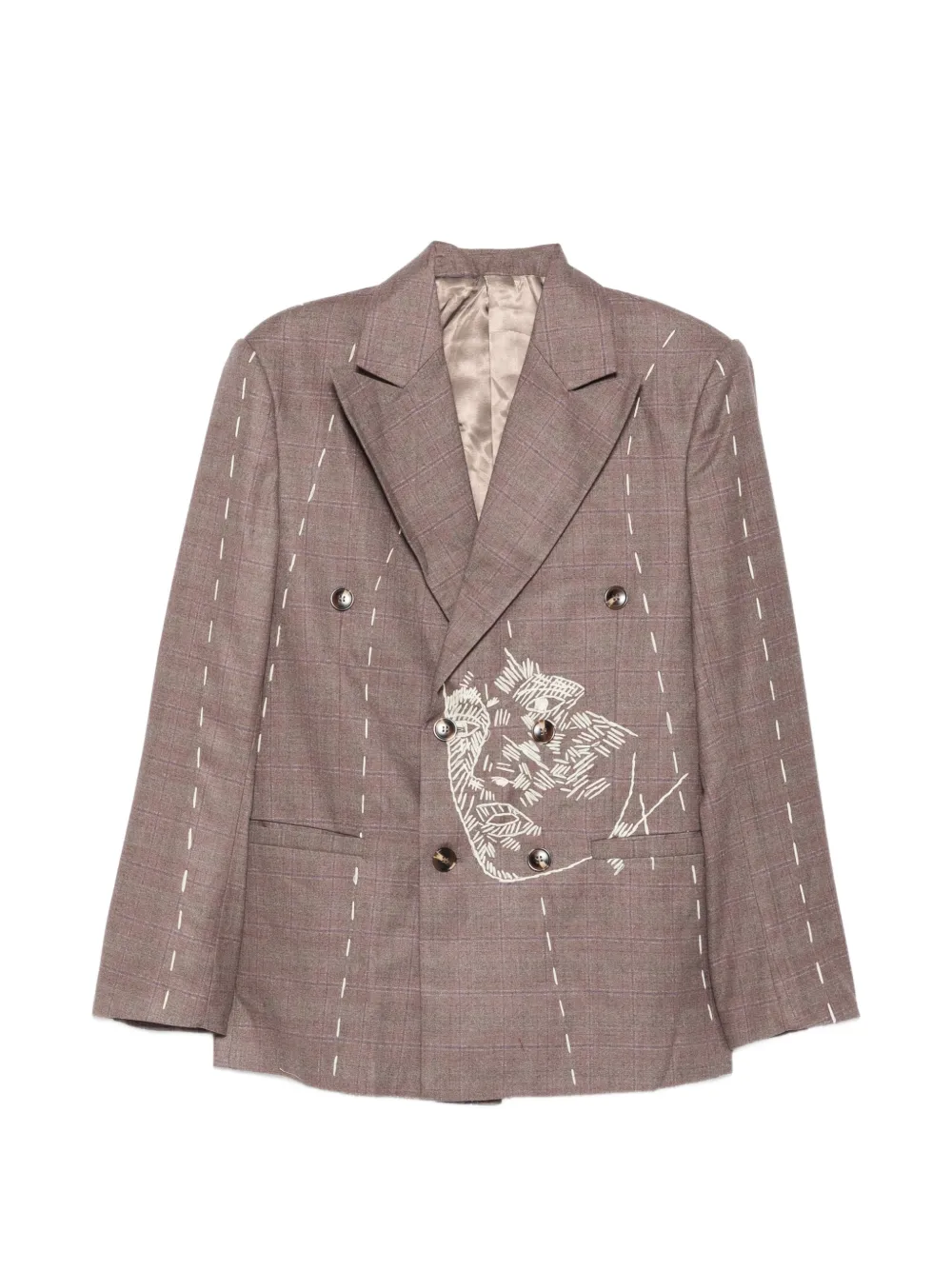 KidSuper embroidered double-breasted blazer - Marrone