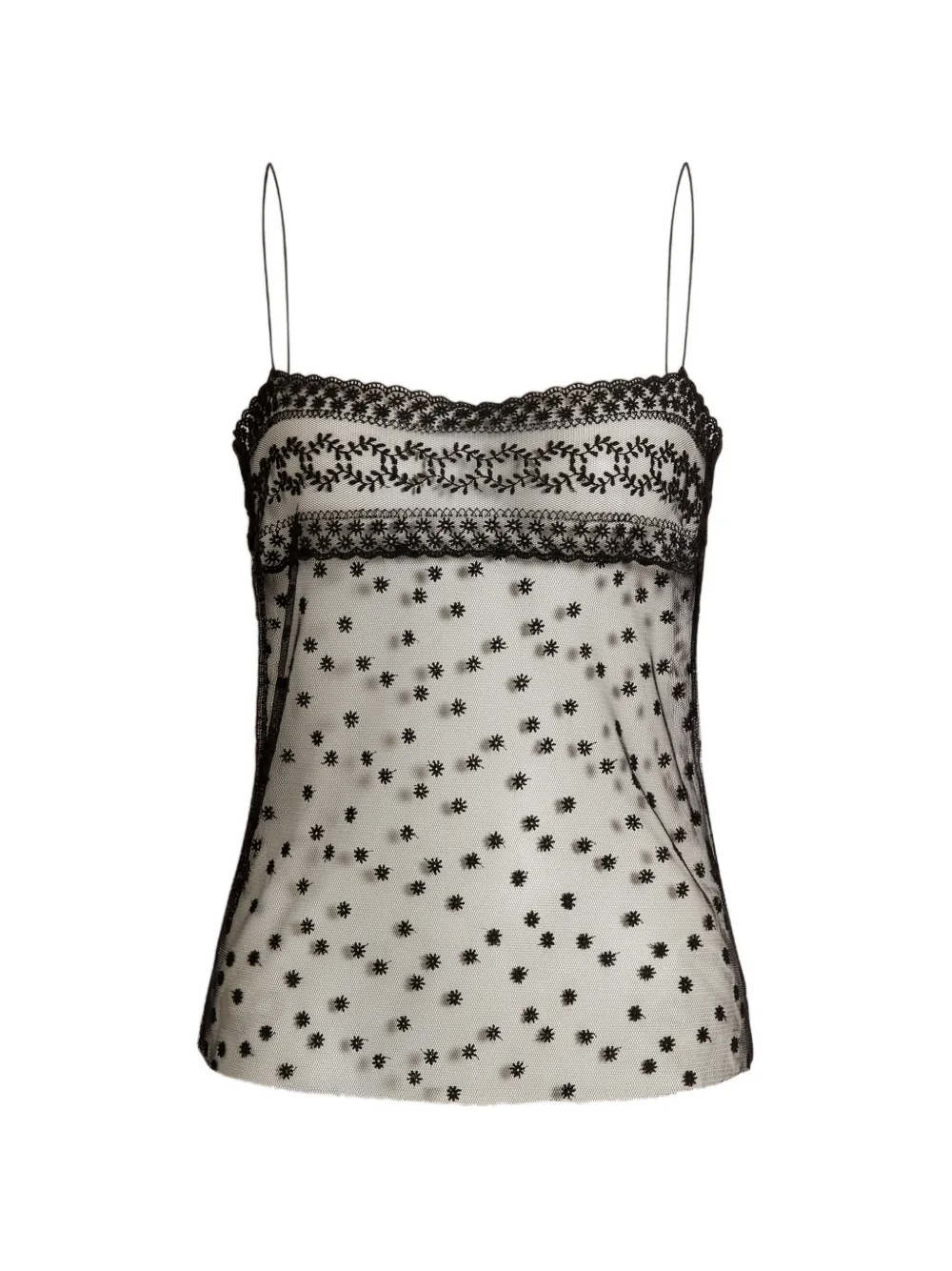 Alberta Ferretti Top inrete con ricamo - Nero