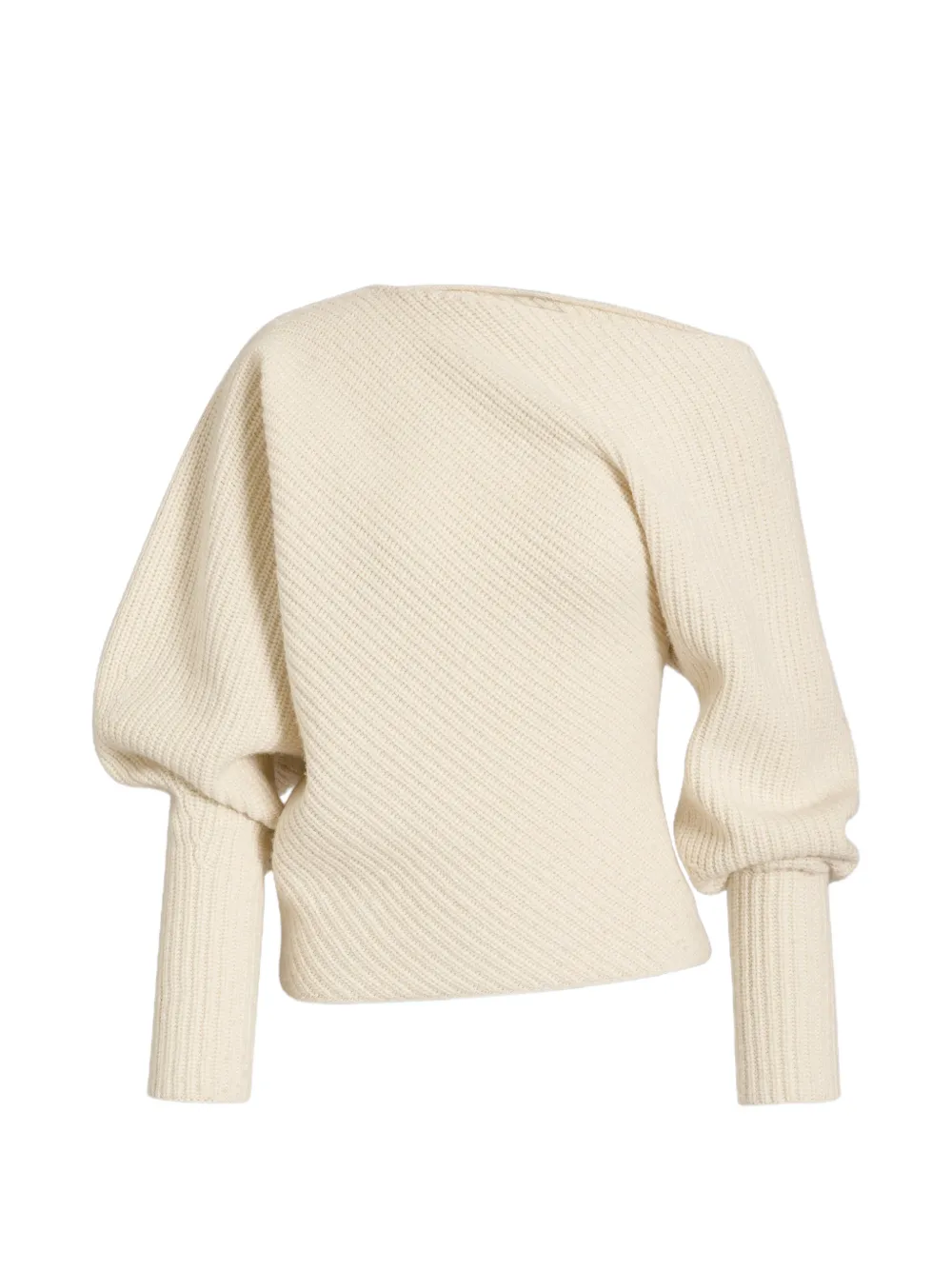 Alberta Ferretti floral-appliqué puff-sleeve sweater - White