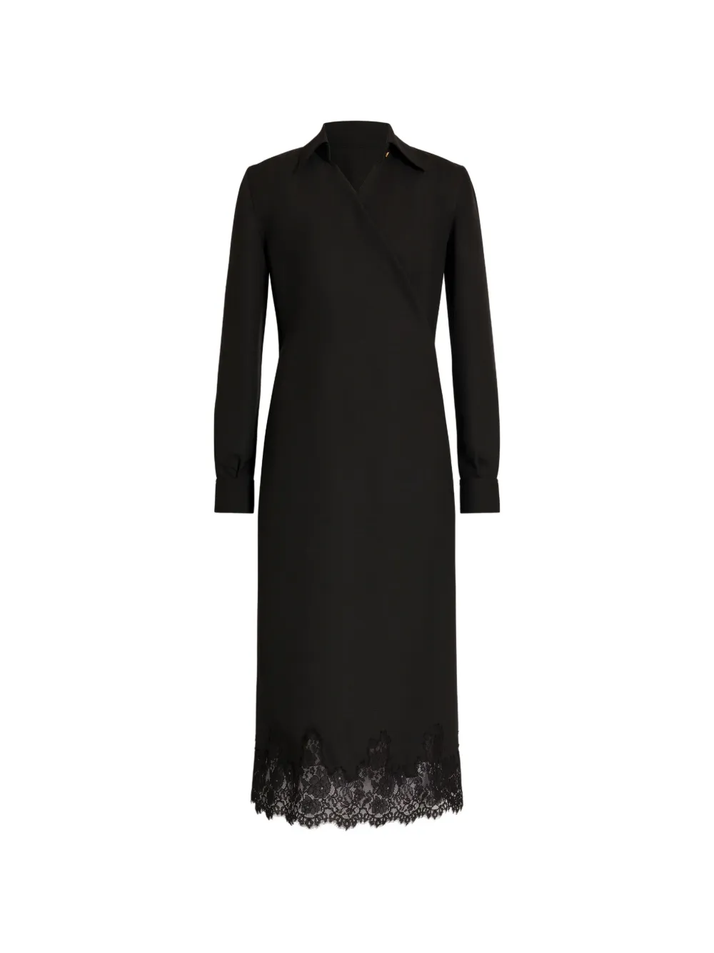 Alberta Ferretti Abito midi con rifinitura in pizzo - Nero
