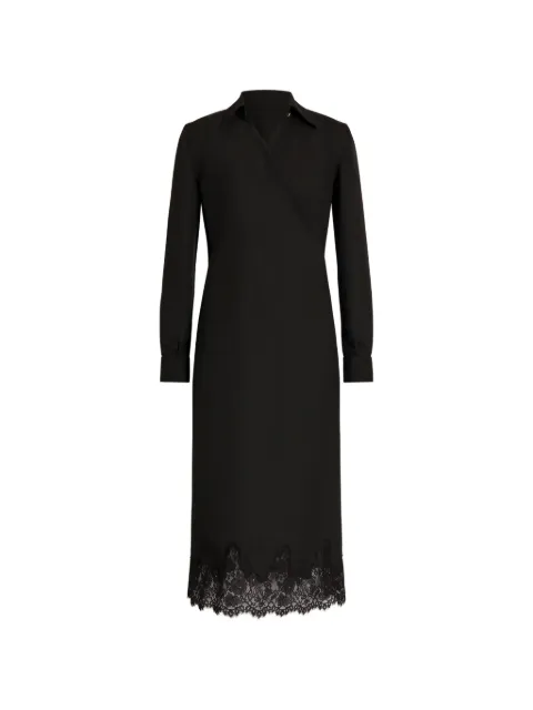 Alberta Ferretti lace-trim wrap midi dress