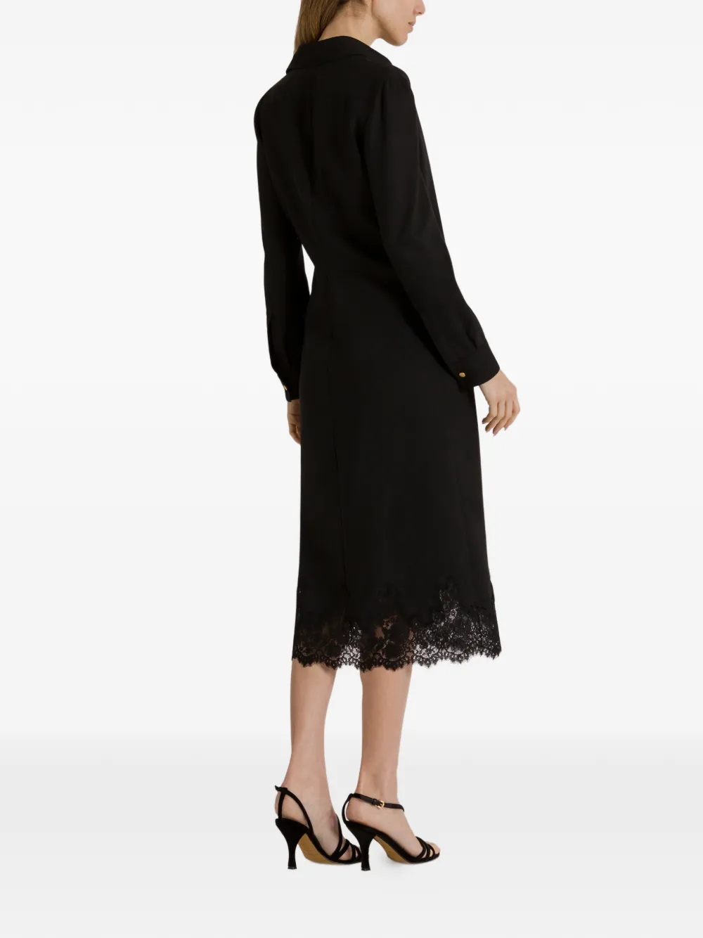 Alberta Ferretti Midi-jurk met kanten afwerking Zwart