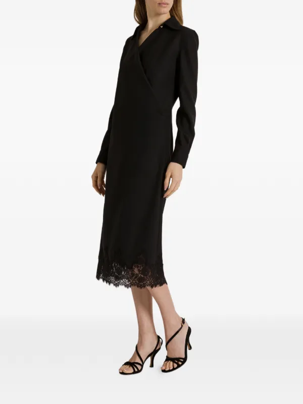 A FERRETTI ブラックドレス Alberta Ferretti レーストリム ミニドレス | ブラック | FARFETCH JP