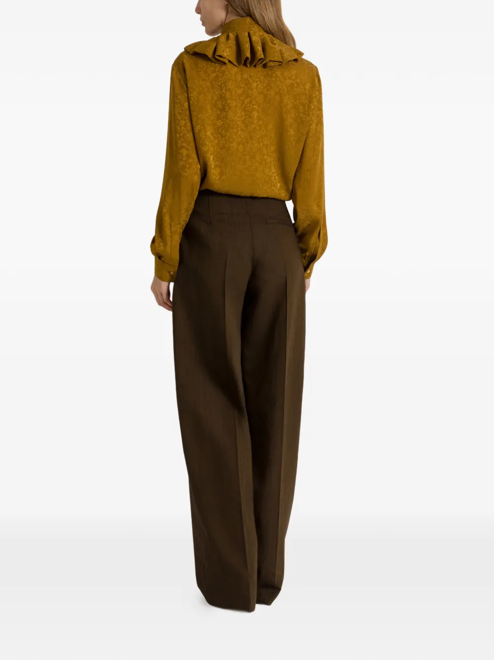 Alberta Ferretti Blouse met bloemenprint en ruches Geel