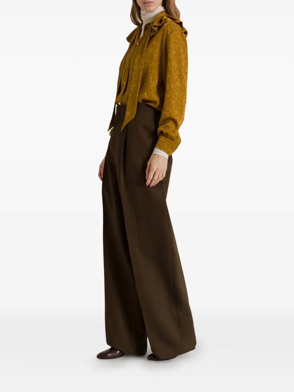 Alberta Ferretti Blouse met bloemenprint en ruches Geel