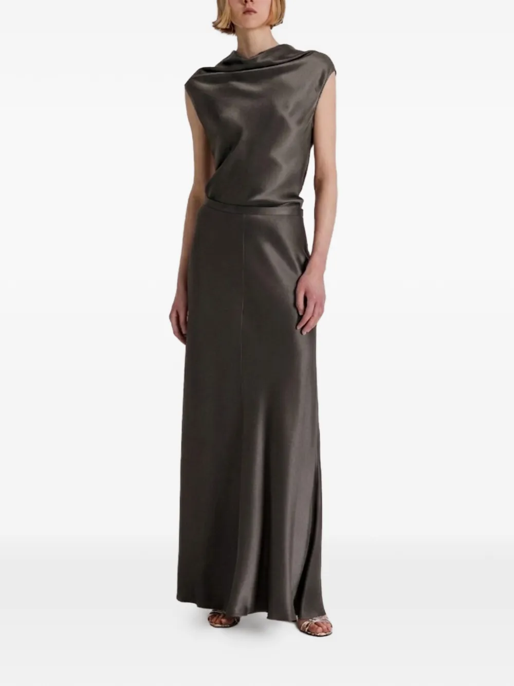 Alberta Ferretti Flared maxi-rok met satijnen-effect Grijs