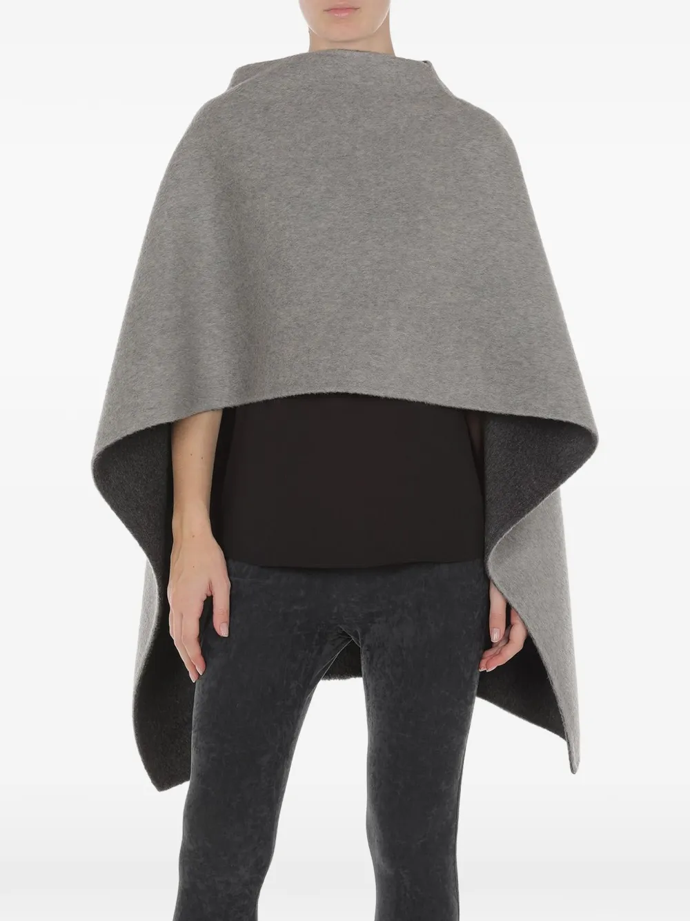 Alberta Ferretti seam-detail wool cape - Grey
