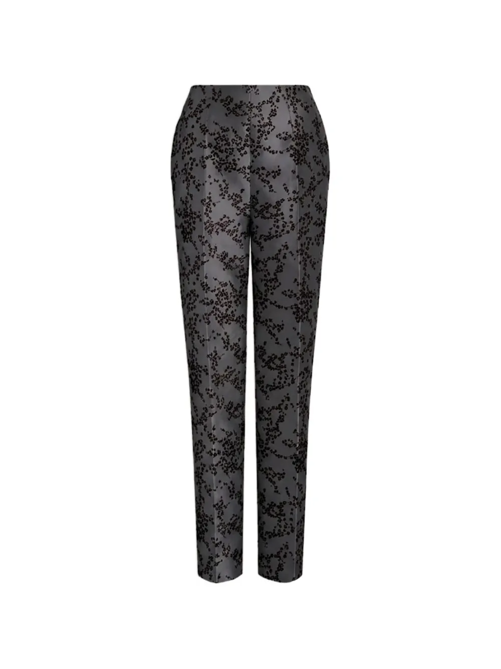 Alberta Ferretti floral-print pressed-crease trousers - Grey