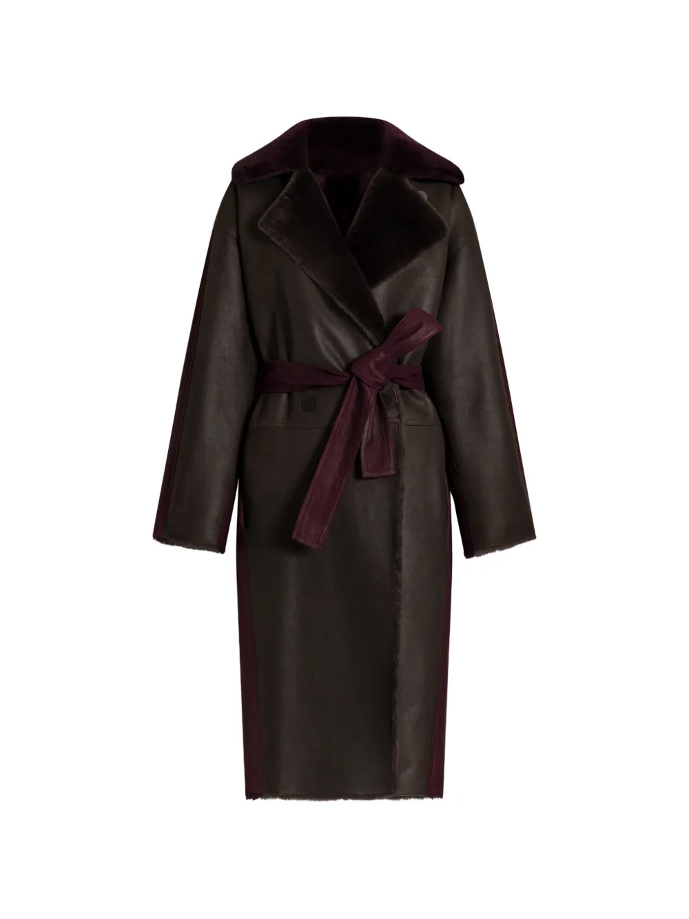 Alberta Ferretti Ledermantel mit Gürtel - Braun