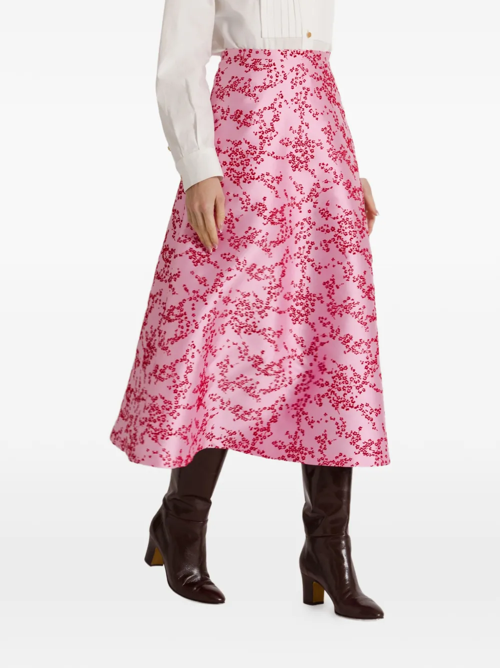 Alberta Ferretti Midi-rok met bloemenprint Roze