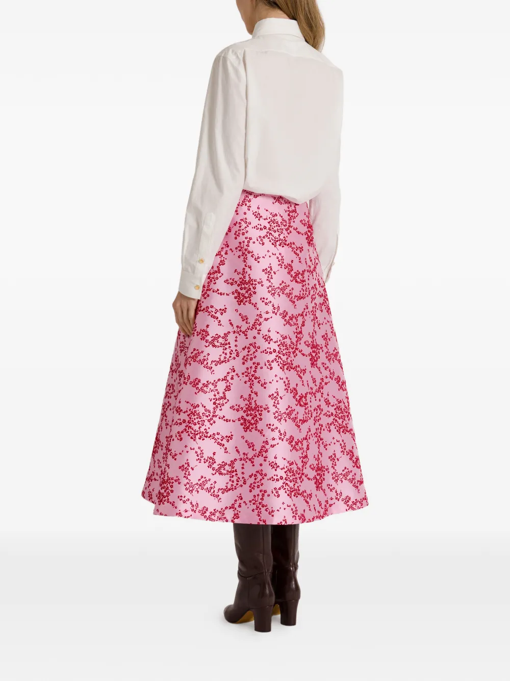 Alberta Ferretti Midi-rok met bloemenprint Roze