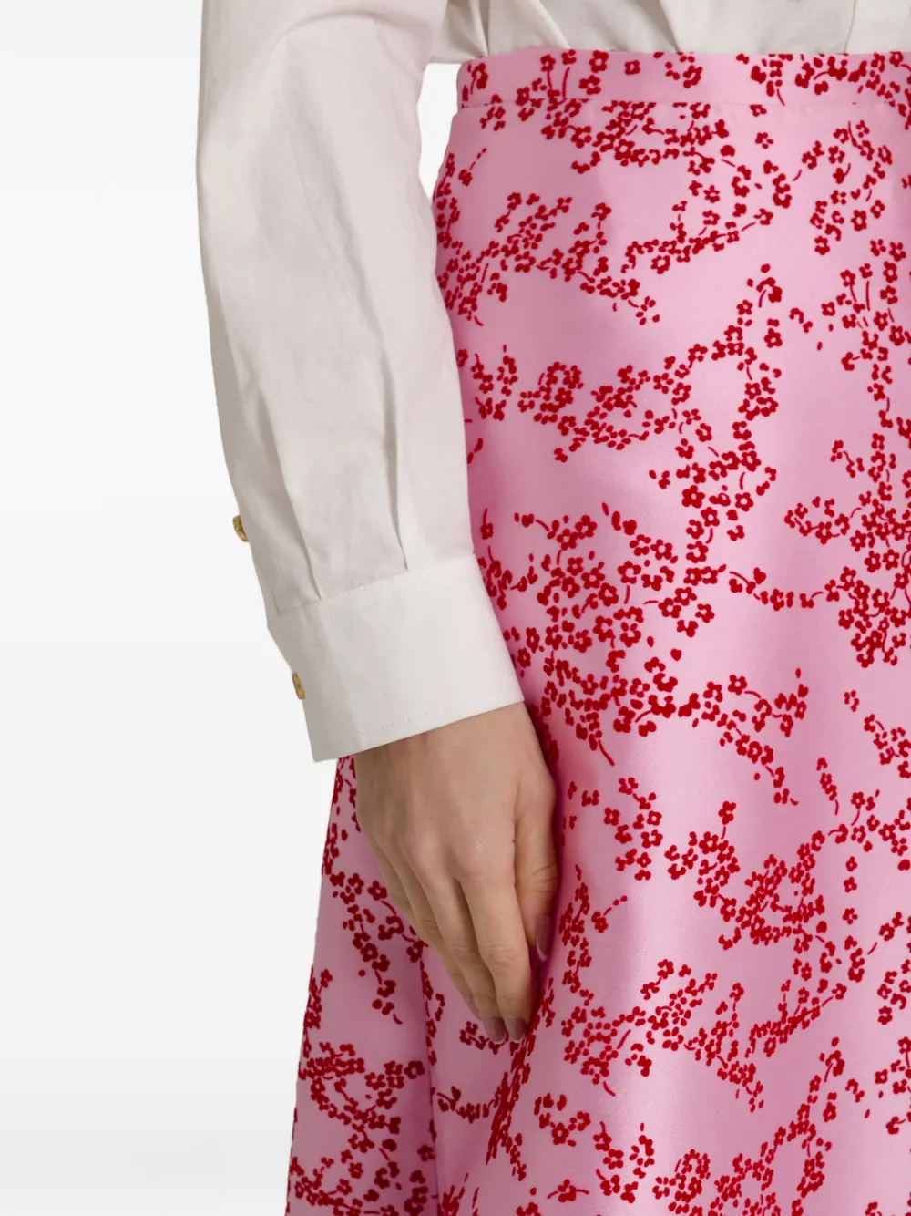 Alberta Ferretti Midi-rok met bloemenprint Roze