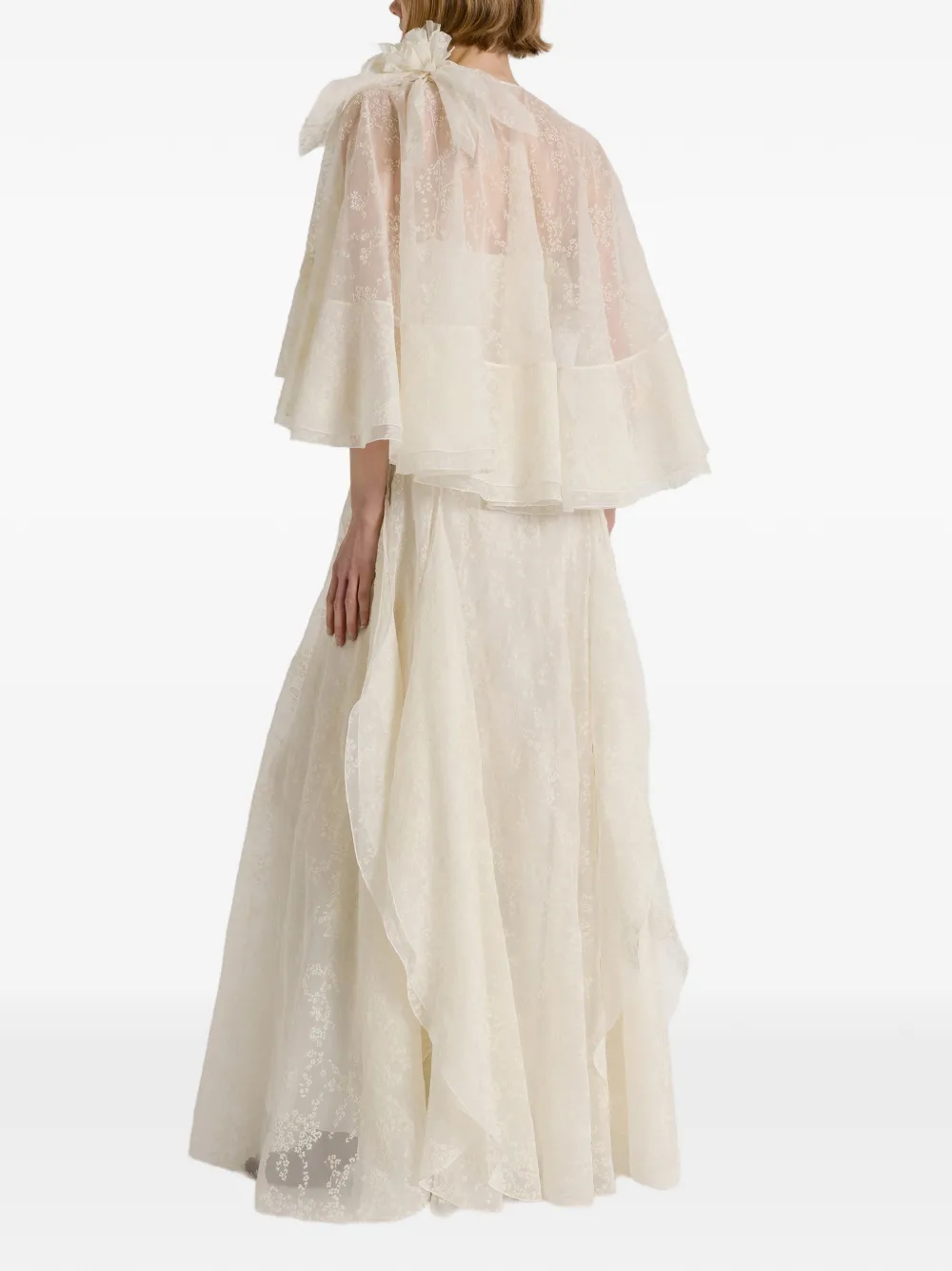 Alberta Ferretti Maxi-jurk met ruches en bloemenprint Wit