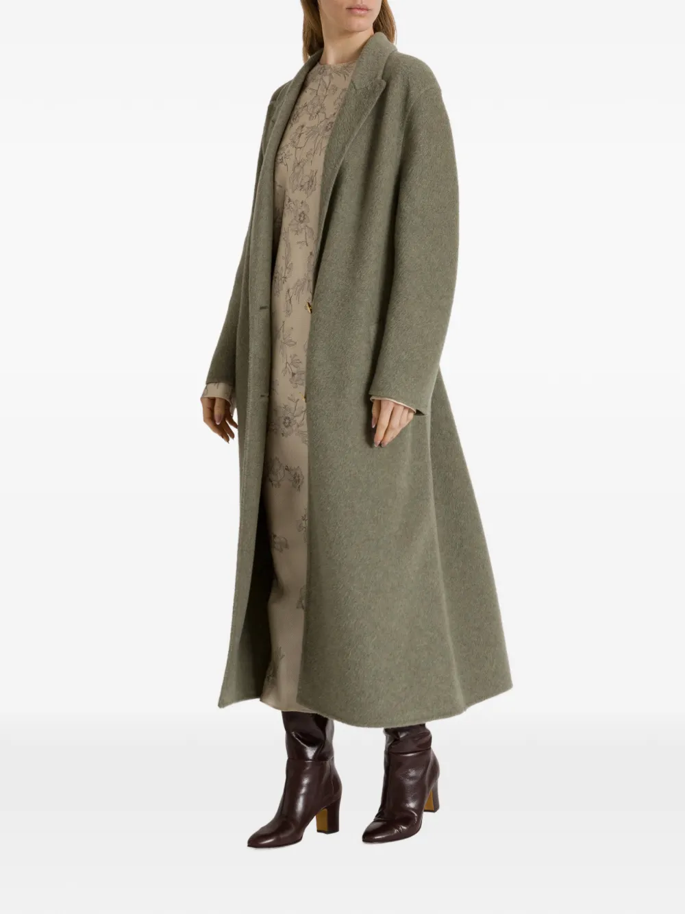 Alberta Ferretti Wollen mantel met enkele rij knopen Grijs