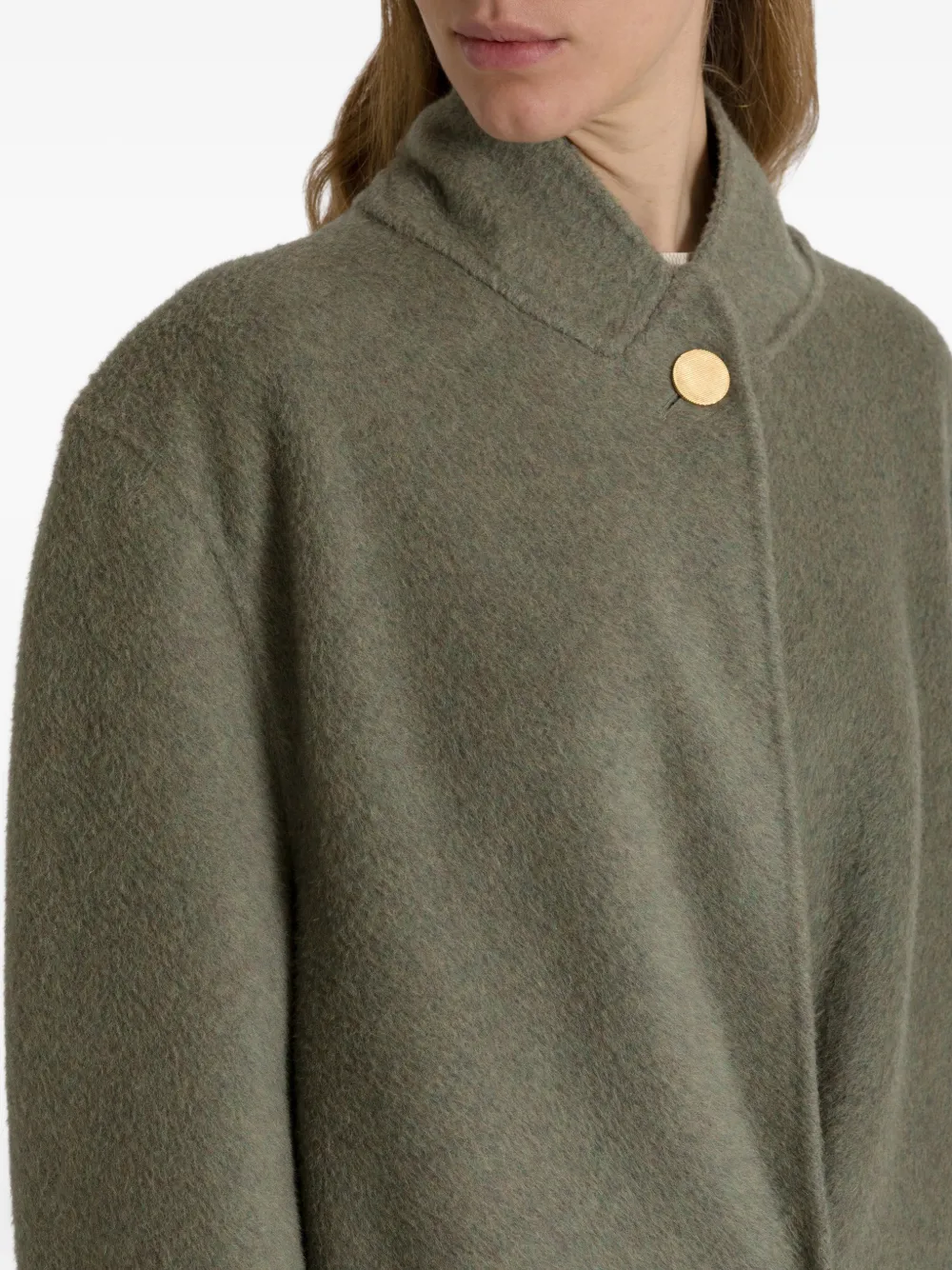 Alberta Ferretti Wollen mantel met enkele rij knopen Grijs