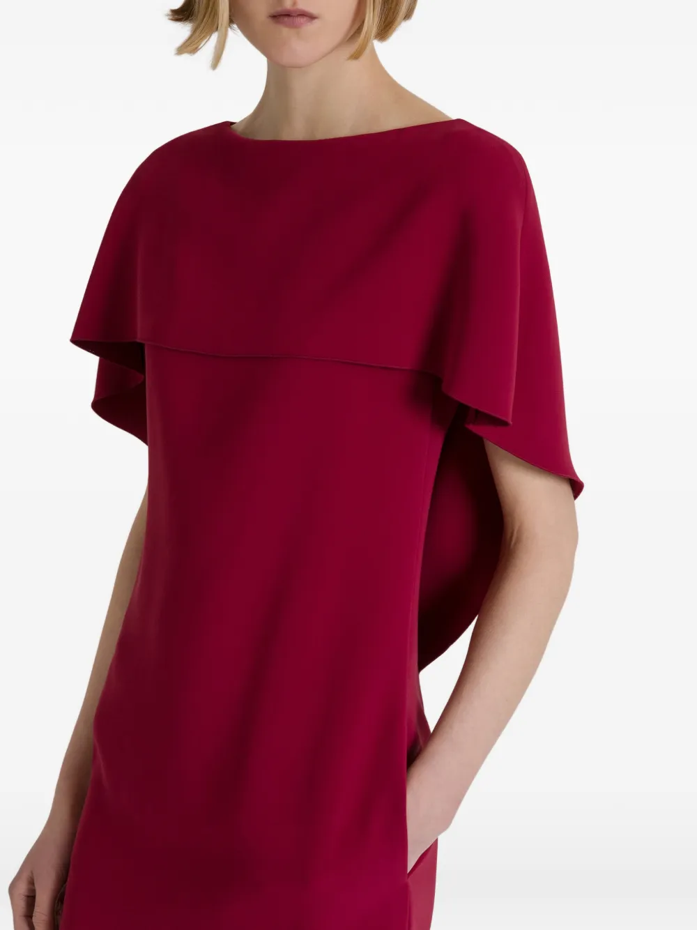 Alberta Ferretti Mini-jurk met capedetail en boothals Rood