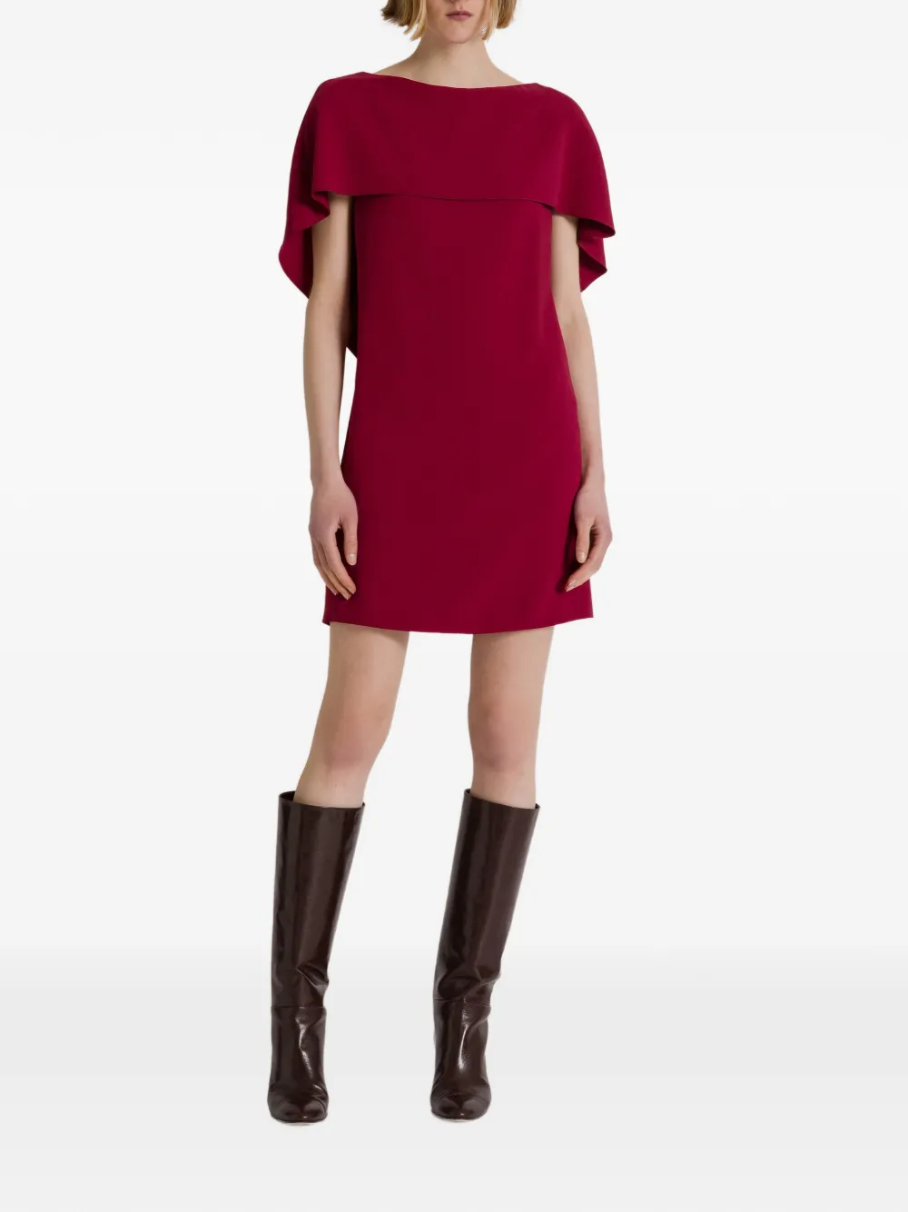 Alberta Ferretti Mini-jurk met capedetail en boothals Rood