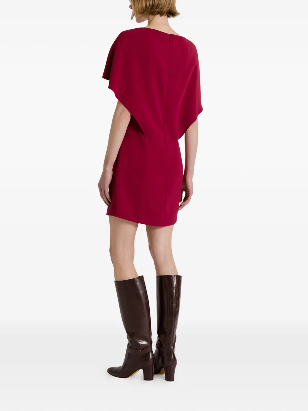 Alberta Ferretti Mini-jurk met capedetail en boothals Rood