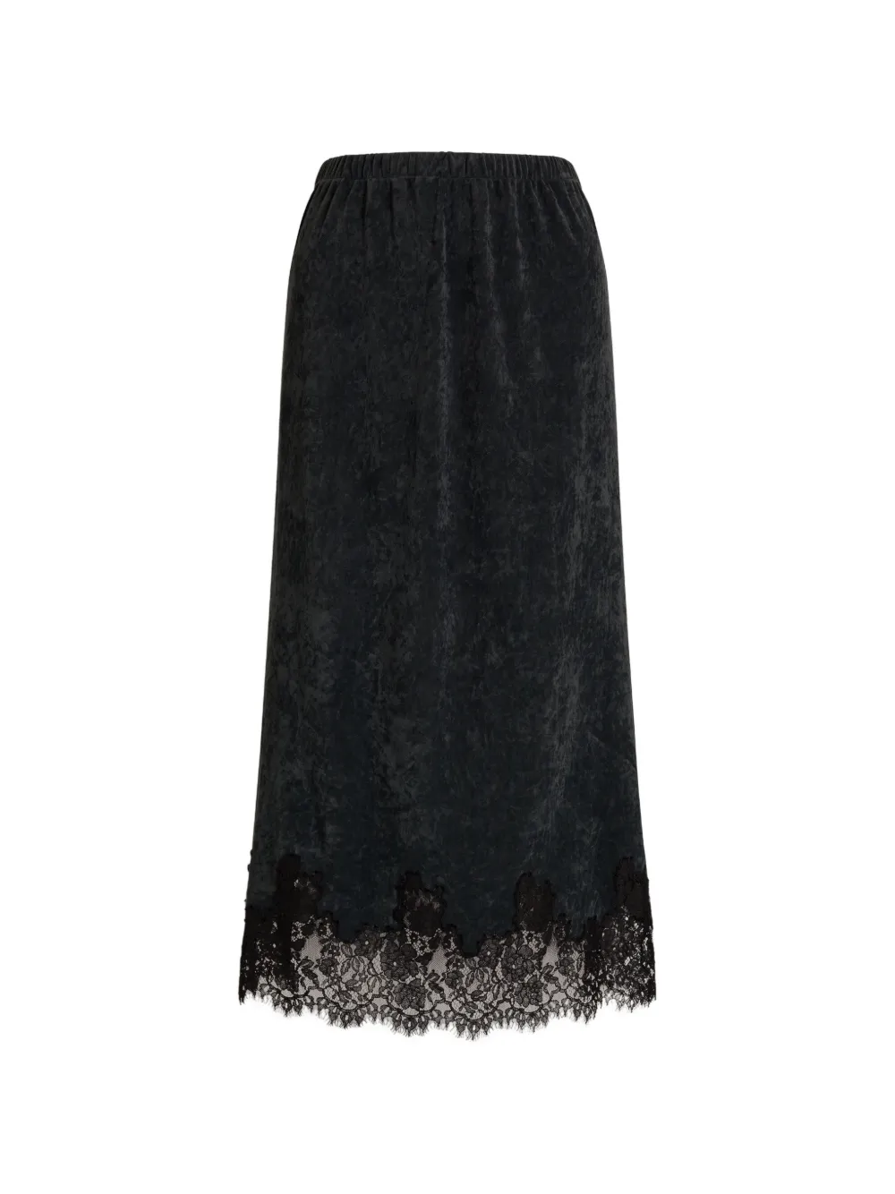 Alberta Ferretti Lace-trim Midi Skirt In Gray