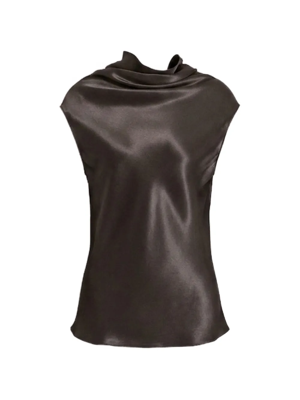 Alberta Ferretti satin-finish cowl-neck top - Marrone