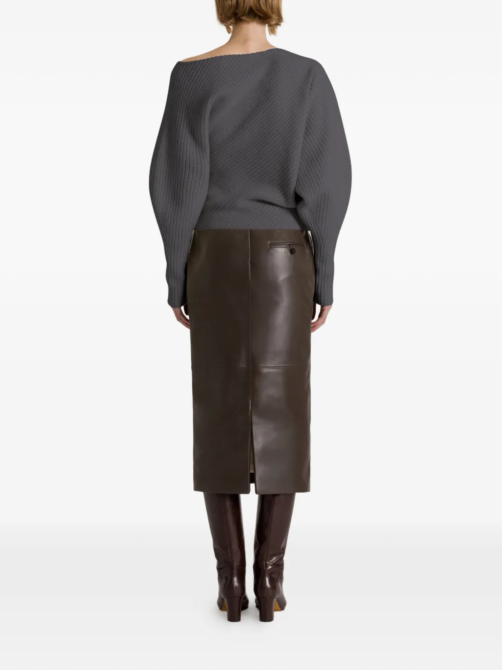 Alberta Ferretti Ribgebreide trui met bloemapplicatie Grijs