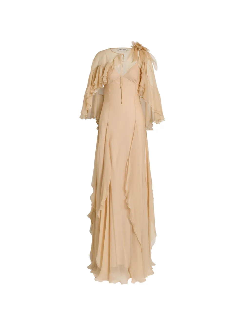 Alberta Ferretti Gerüschtes Maxikleid aus Seide - Nude