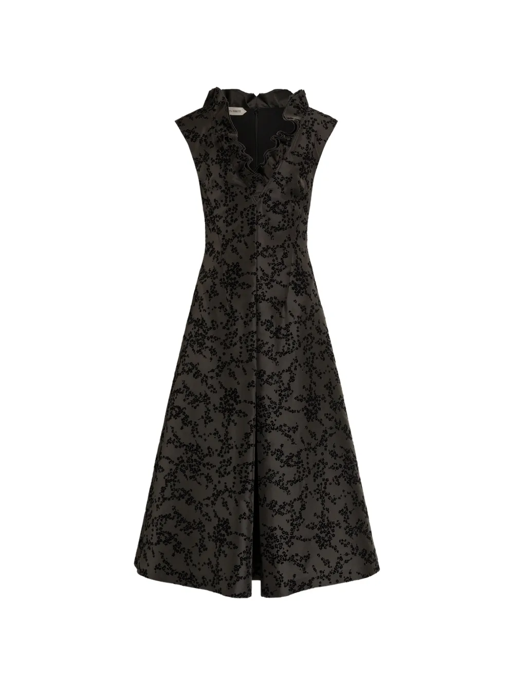 Alberta Ferretti Abito midi a fiori con ruches - Grigio