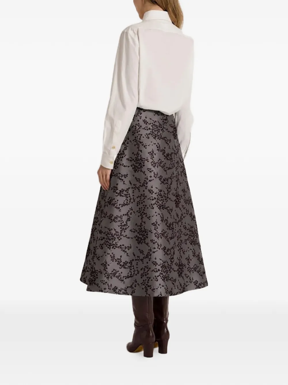 Alberta Ferretti Midi-rok met bloemenprint Grijs