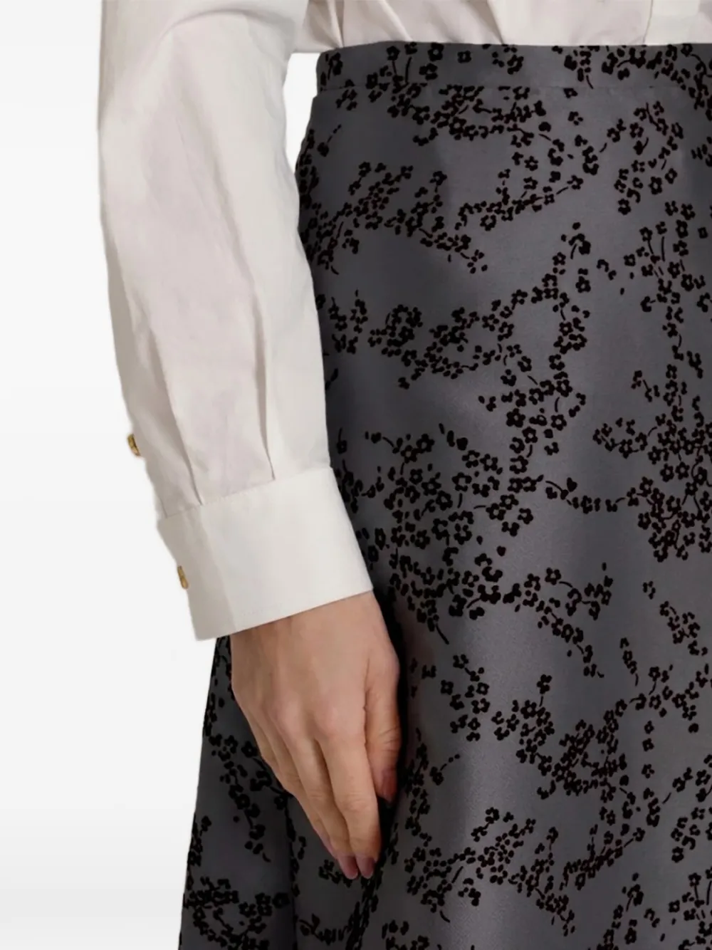 Alberta Ferretti Midi-rok met bloemenprint Grijs