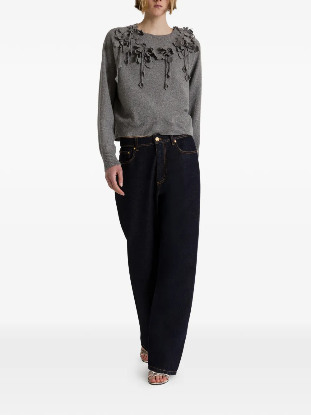 Alberta Ferretti Jeans met contrasterende stiksels Blauw