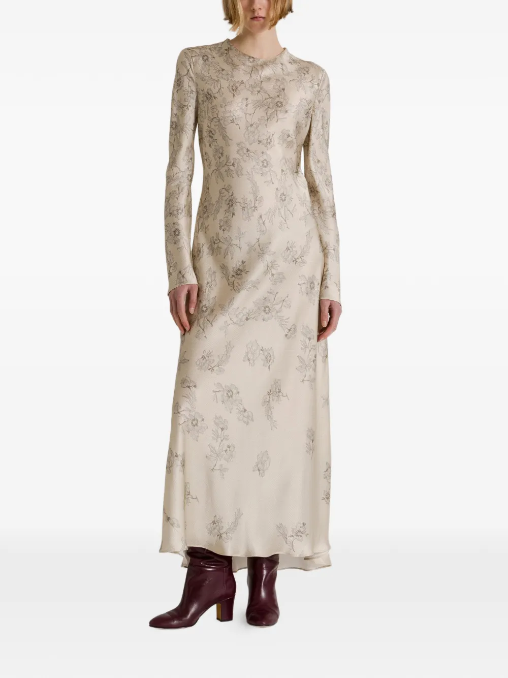 Alberta Ferretti Jurk met bloemenprint Beige