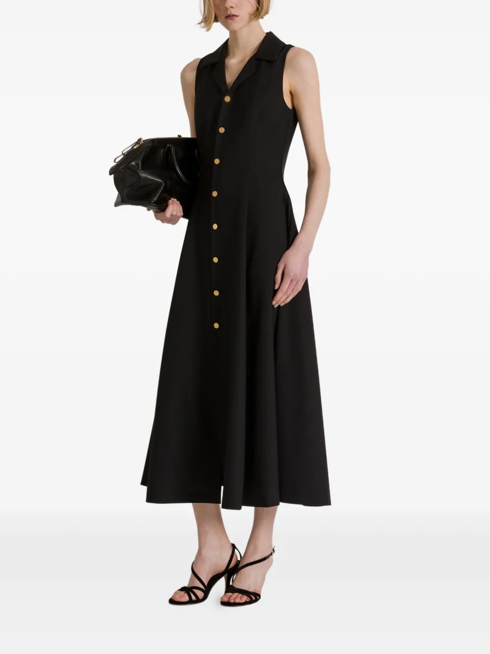 Alberta Ferretti Mouwloze midi-jurk Zwart