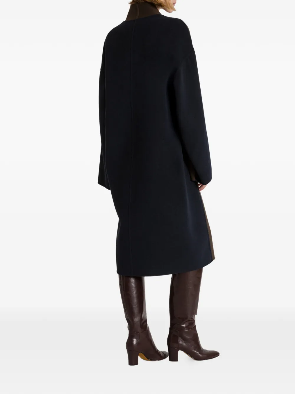 Alberta Ferretti Tweekleurige wollen jas met ceintuur Bruin