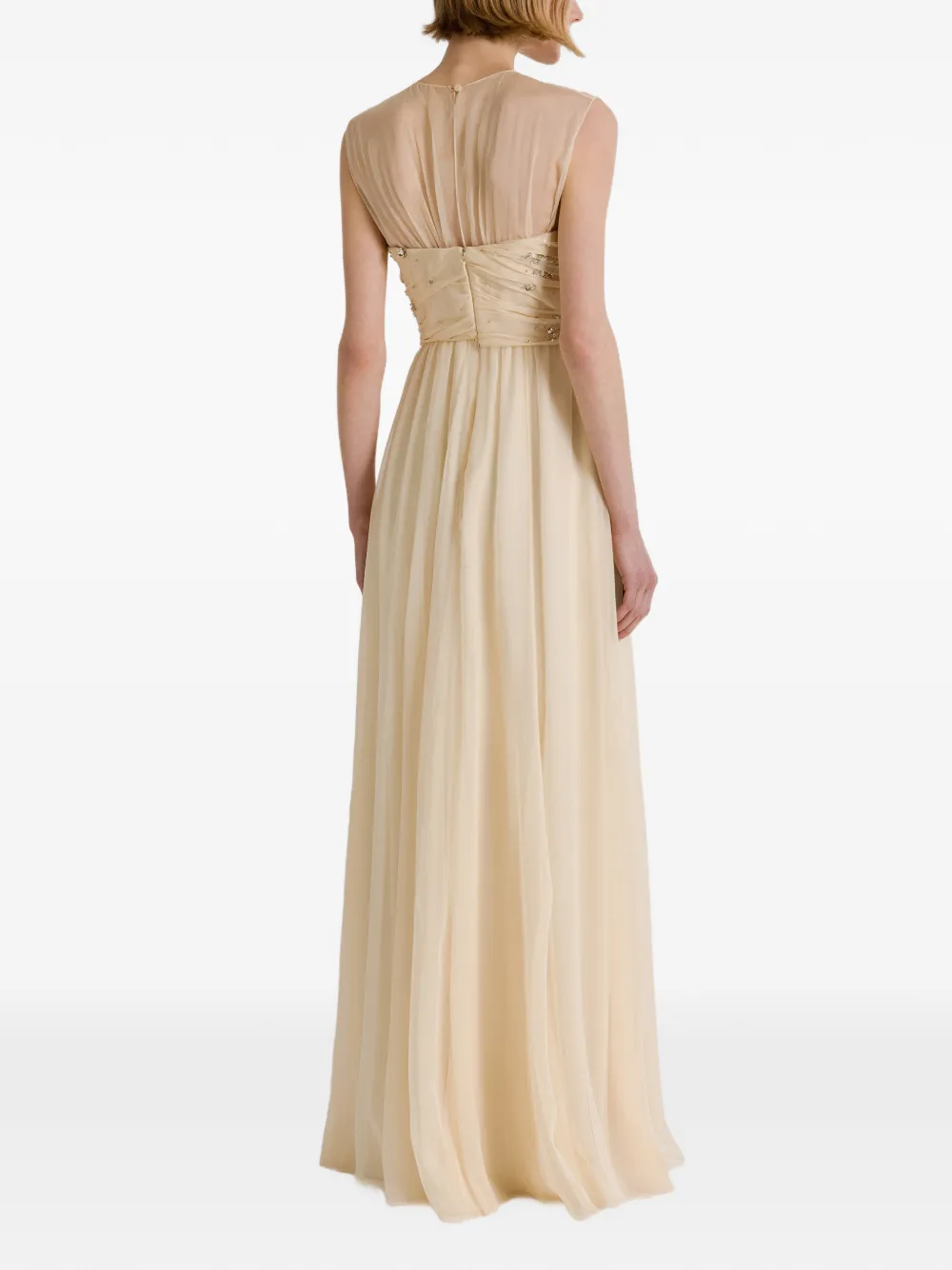 Alberta Ferretti Verfraaide gesmockte jurk Beige