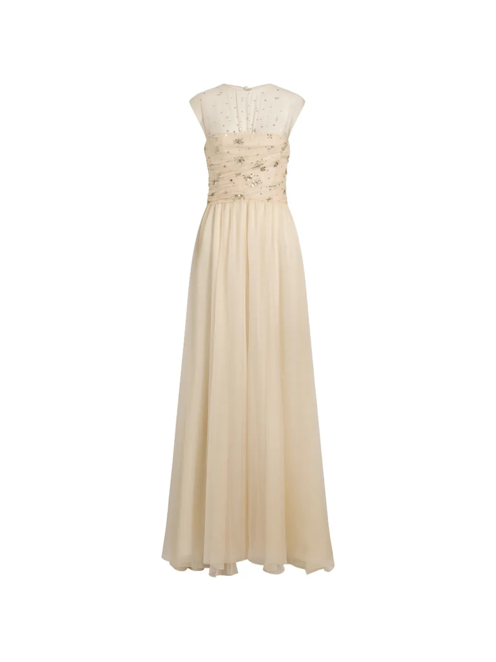 Alberta Ferretti embellished gathered dress - Neutrals
