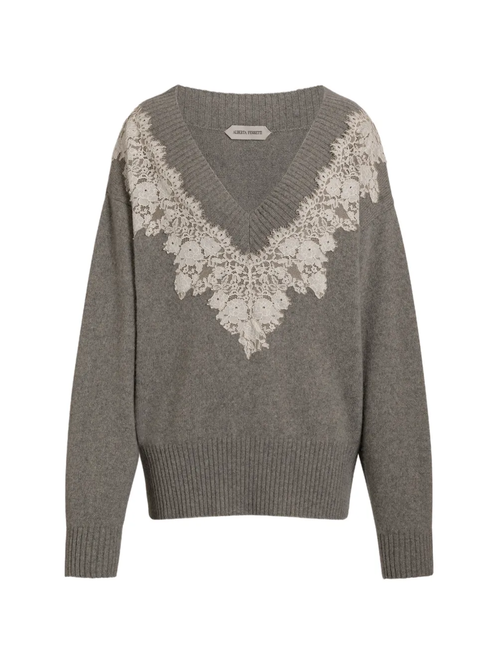 Alberta Ferretti Maglione con scollo a V - Grigio