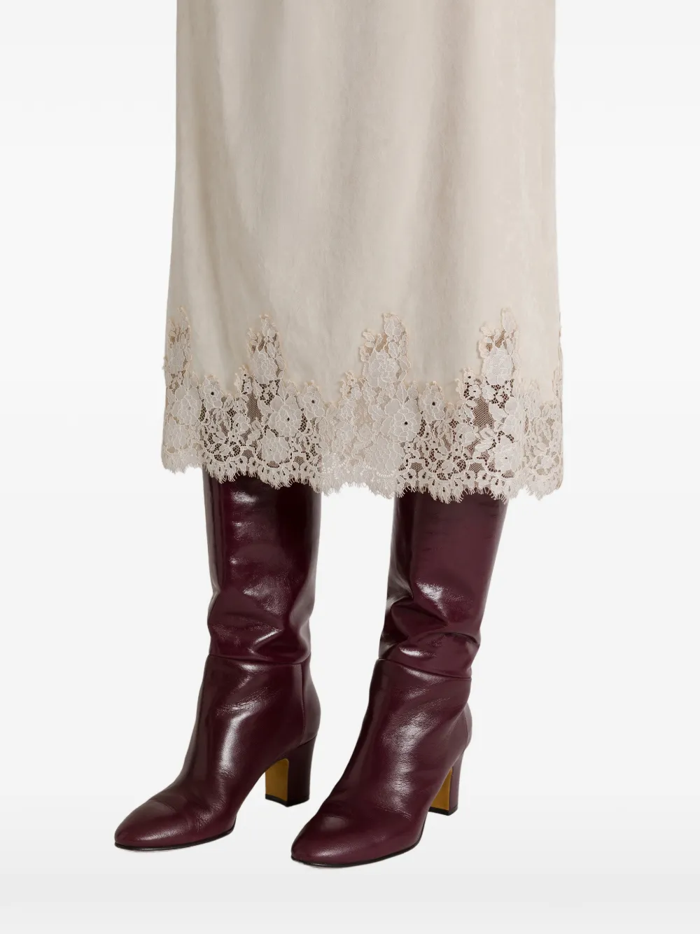 Alberta Ferretti Midi-rok met kant Wit
