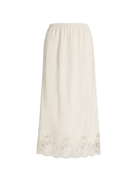 Alberta Ferretti lace-trim midi skirt