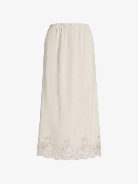 Alberta Ferretti lace-trim midi skirt