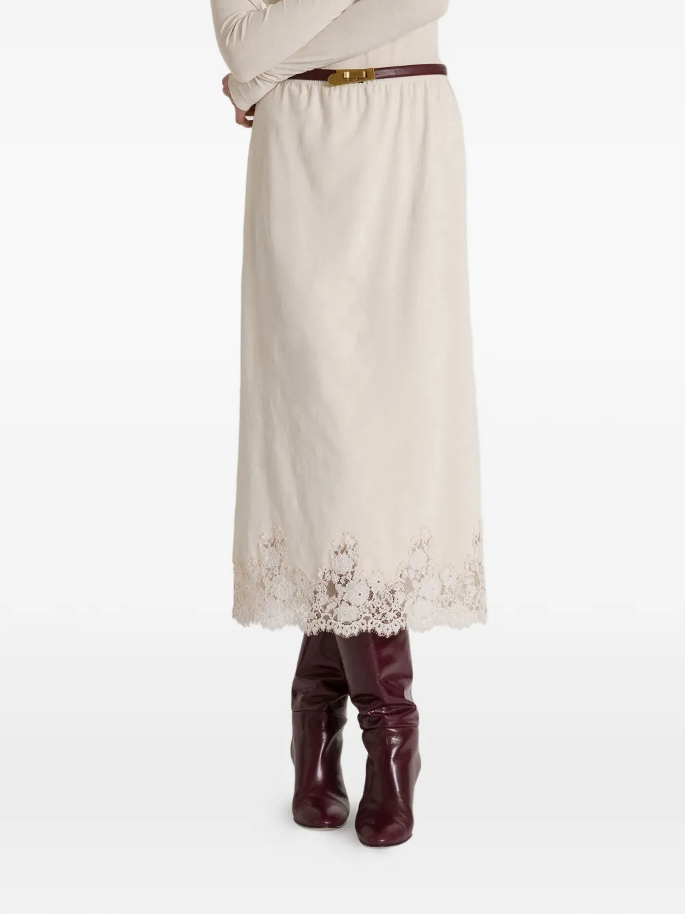 Alberta Ferretti Midi-rok met kant Wit