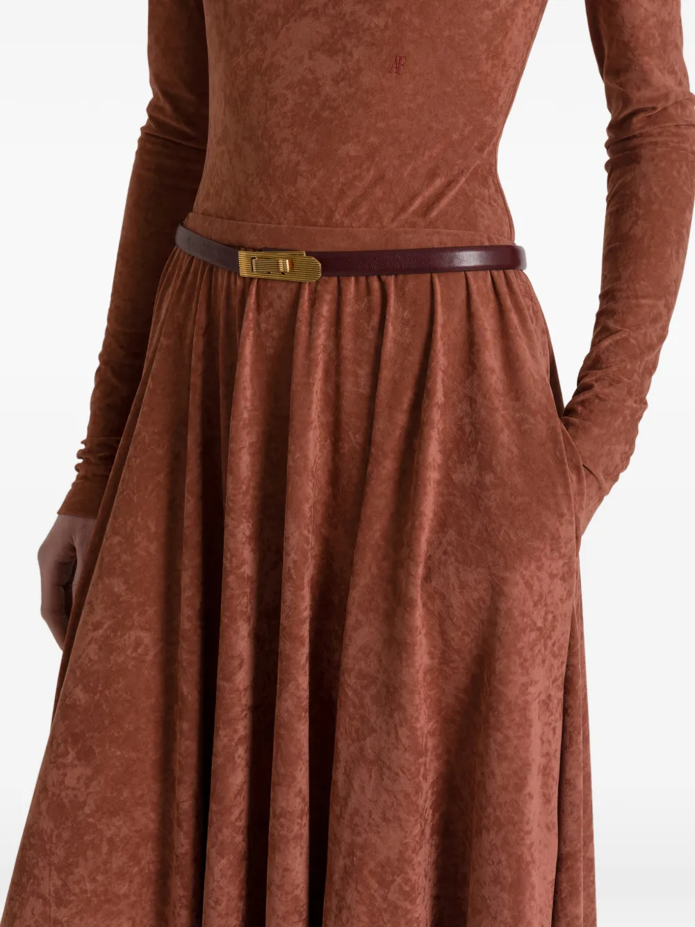 Alberta Ferretti Midi-plooirok met textuur Bruin