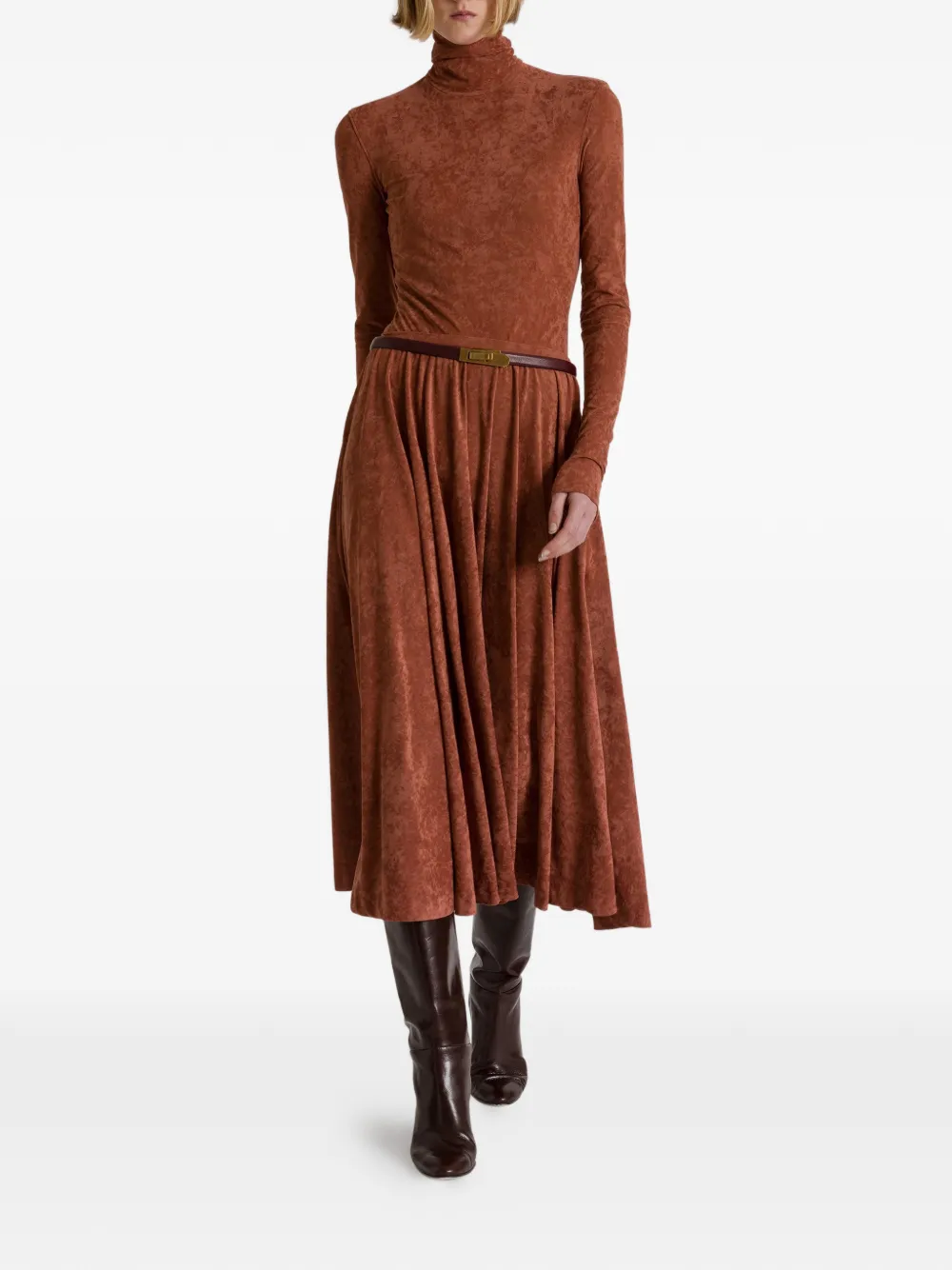 Alberta Ferretti Midi-plooirok met textuur Bruin