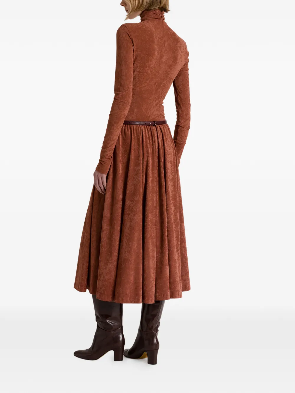 Alberta Ferretti Midi-plooirok met textuur Bruin