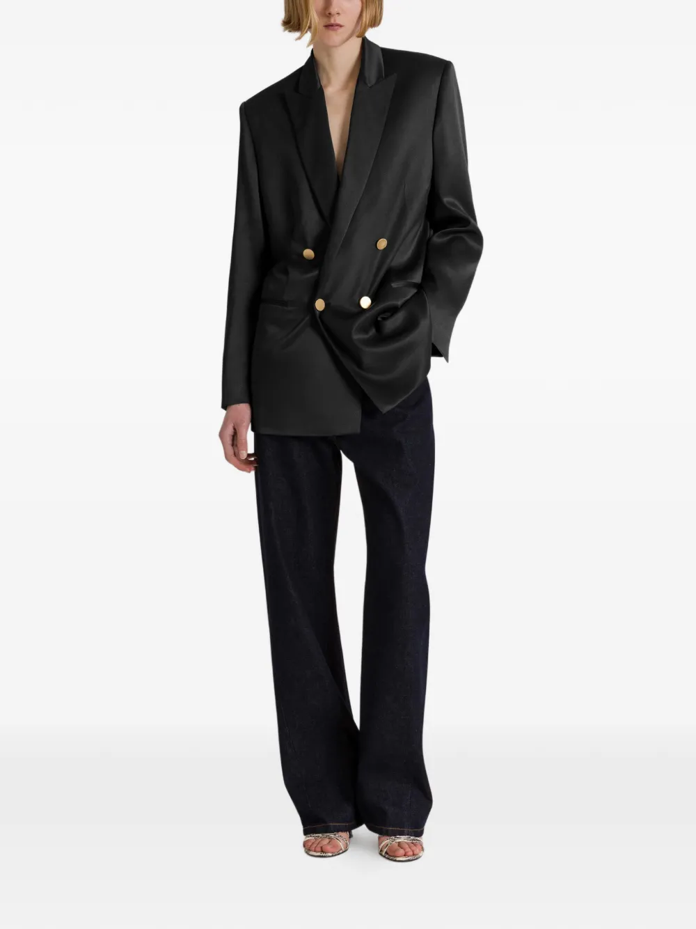  Alberta Ferretti Blazer Con Doble Botonadura - Negro 