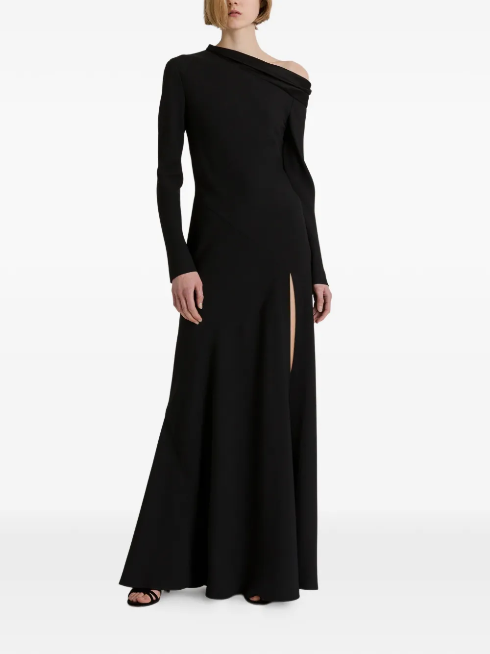 Alberta Ferretti Asymmetrische maxi-jurk met split Zwart